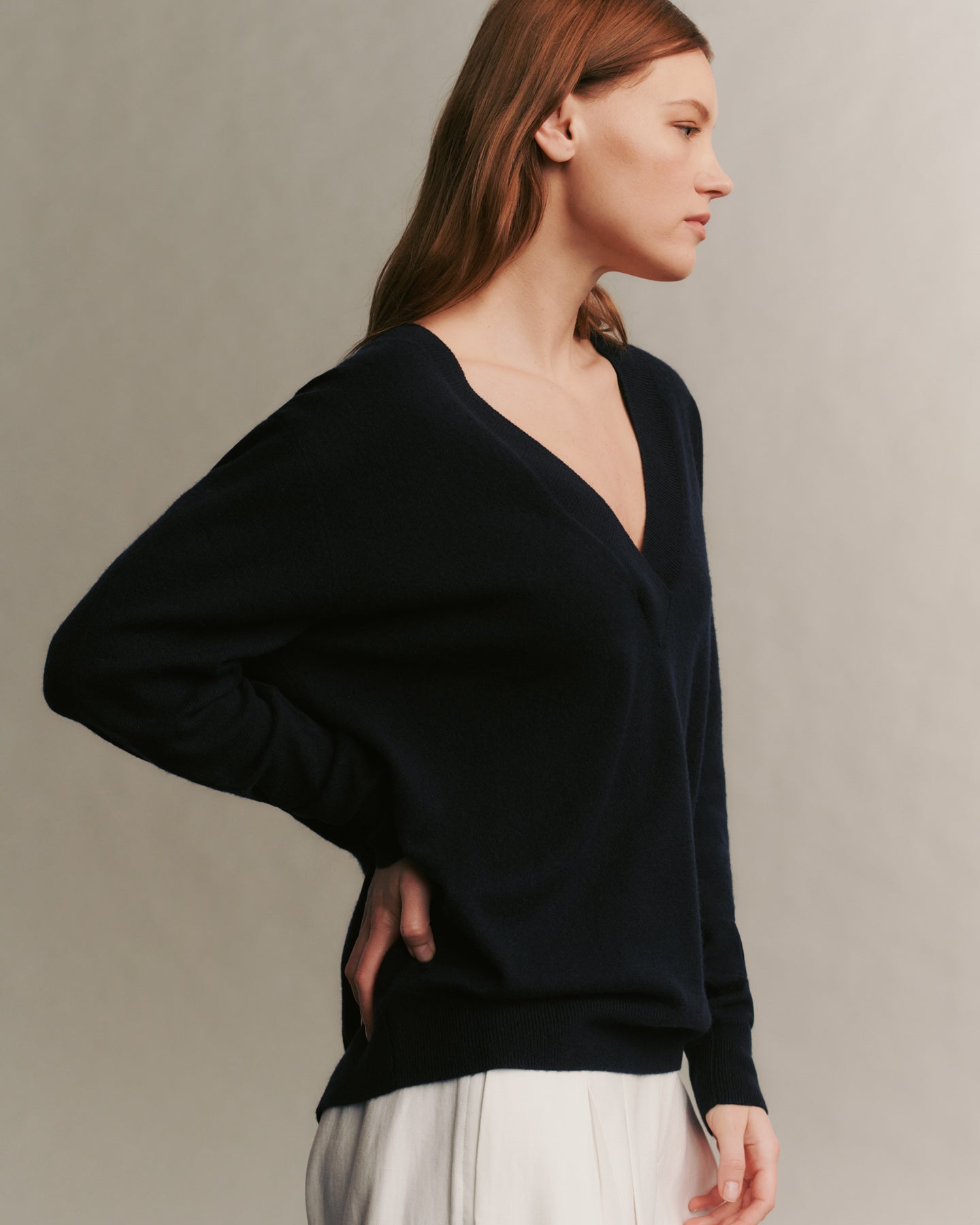 TWP Midnight Deep V Sweater in Cashmere view 4