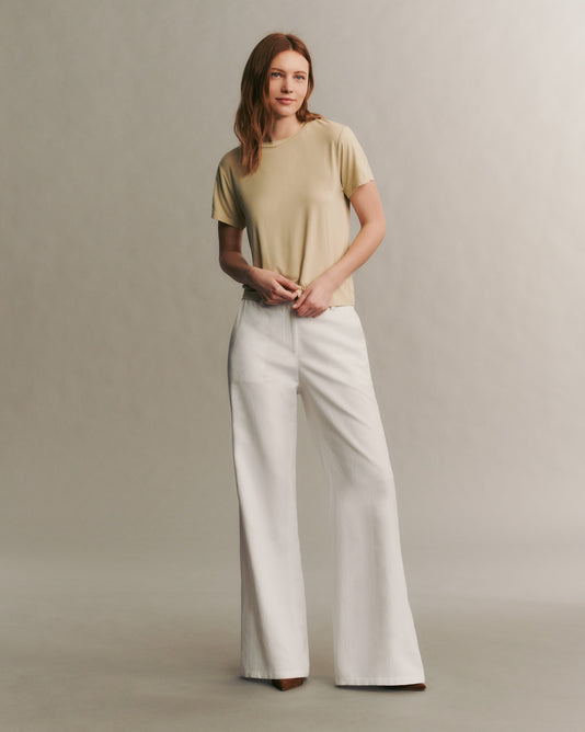 TWP White Howard Pant in Cotton Linen view 1