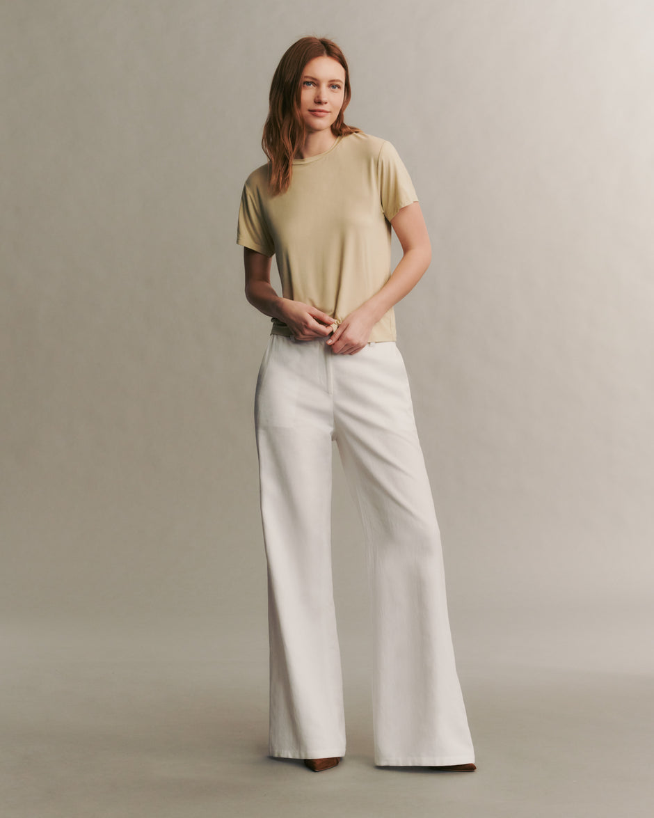 TWP White Howard Pant in Cotton Linen view 1