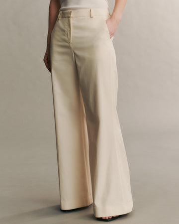 TWP Winter white Howard Pant with Cuffs in cotton gabardine view 3