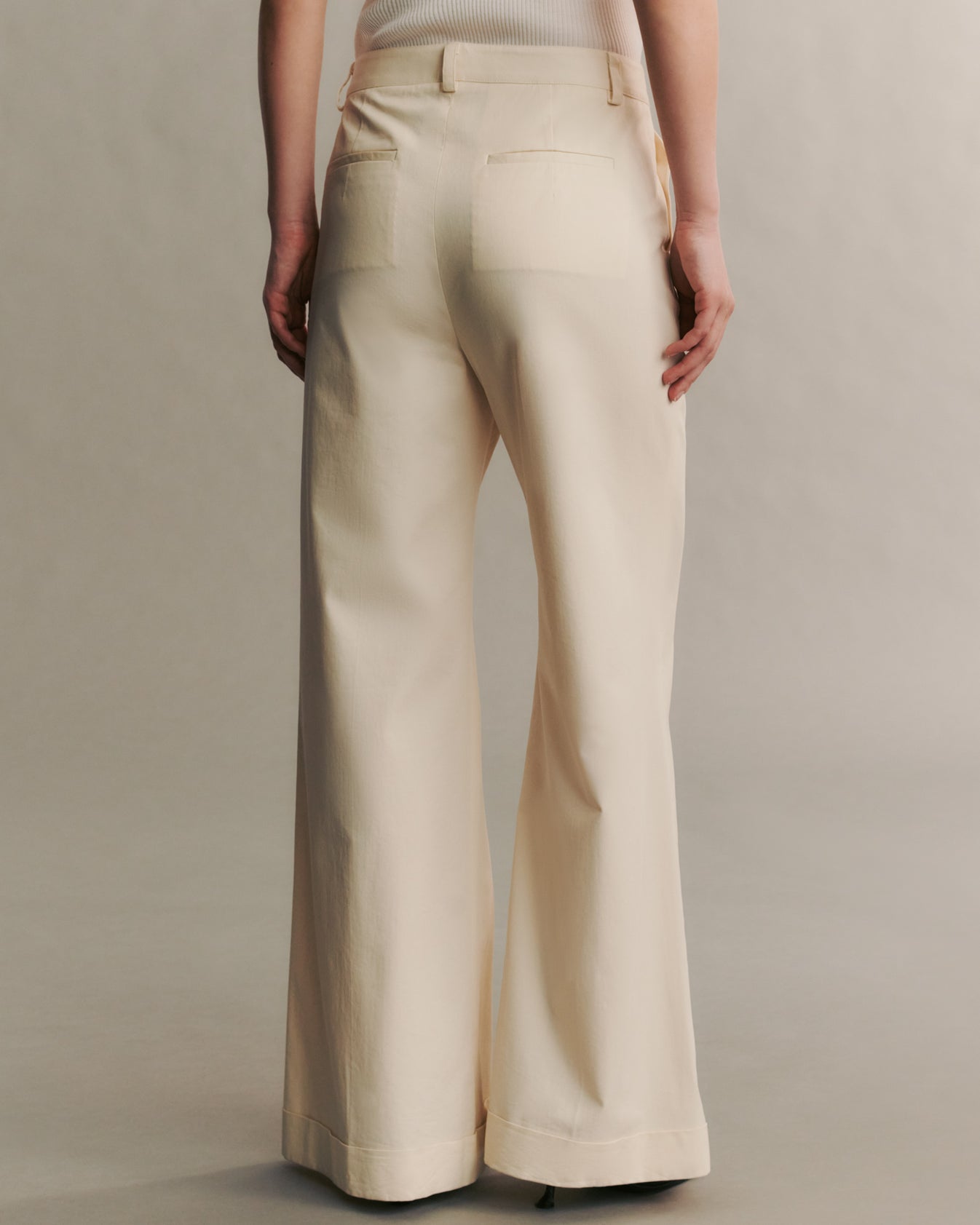 TWP Winter white Howard Pant with Cuffs in cotton gabardine view 4