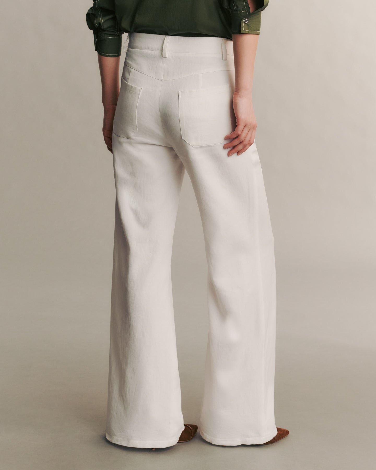 TWP White Howard Pant in Cotton Linen view 3