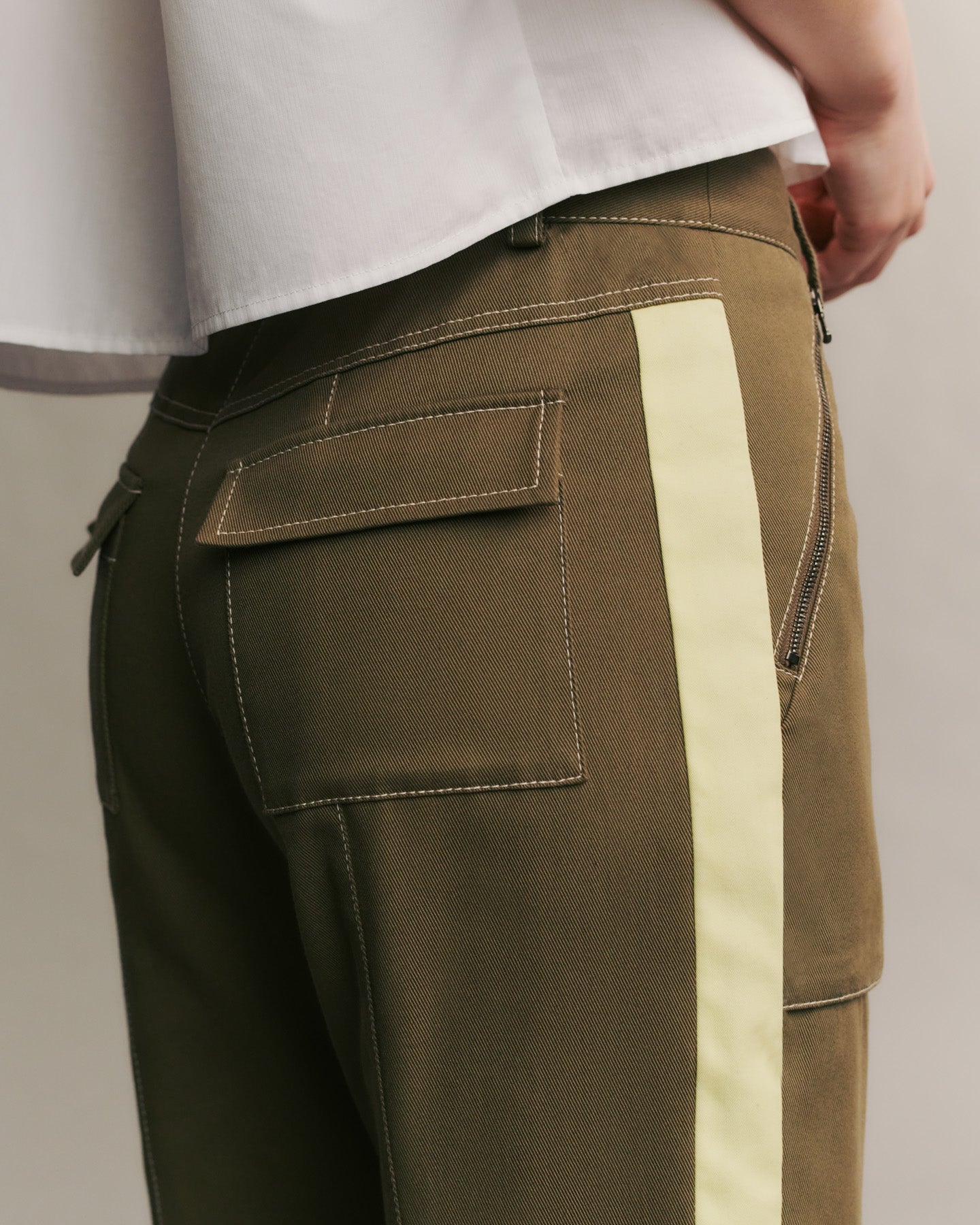TWP Dark olive Isa Pant in stretch Cotton Twill view 6