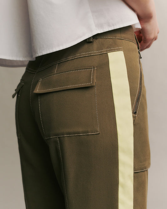 TWP Dark olive Isa Pant in stretch Cotton Twill view 7