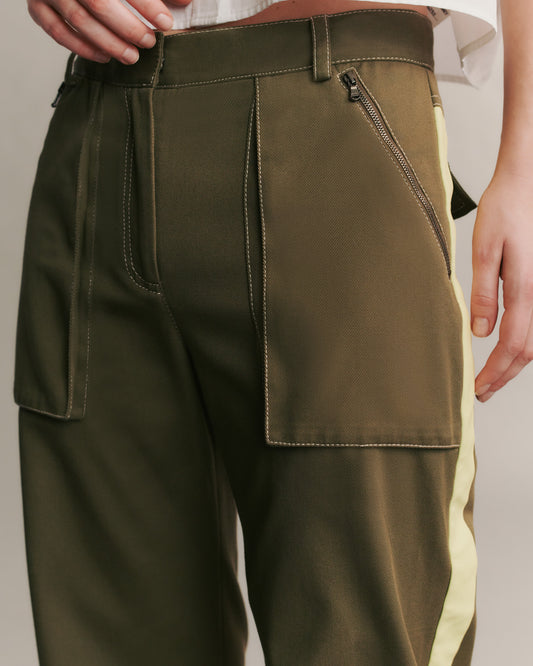 TWP Dark olive Isa Pant in stretch Cotton Twill view 6