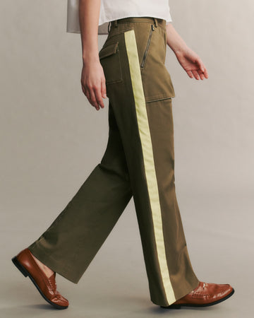 TWP Dark olive Isa Pant in stretch Cotton Twill view 3