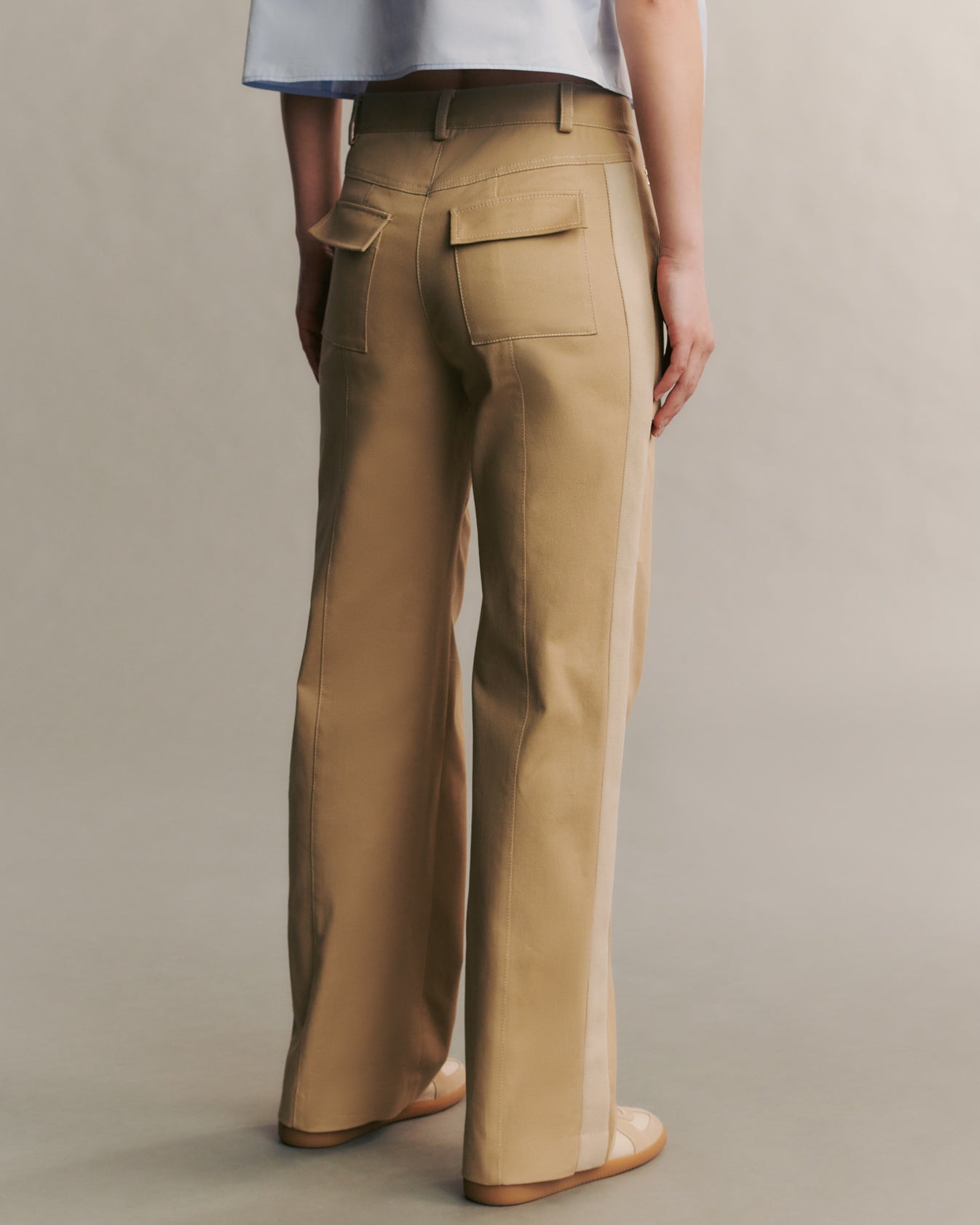 TWP Khaki Isa Pant in stretch cotton twill view 3