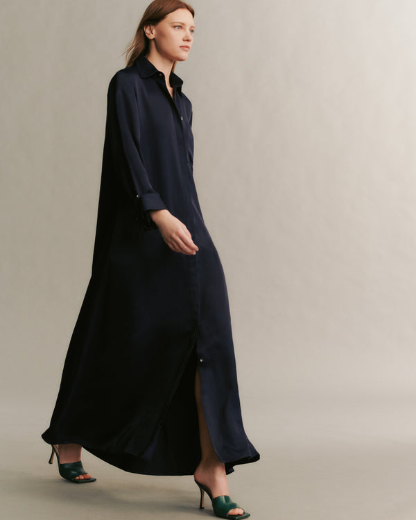 TWP Midnight Jennys Gown in coated viscose linen view 2
