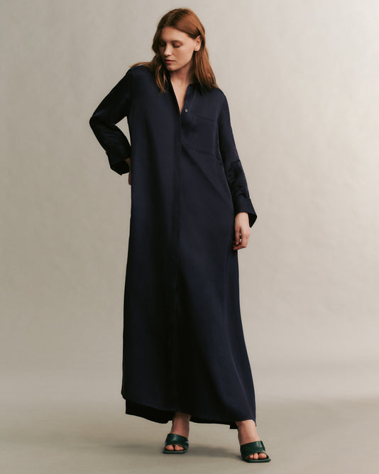 TWP Midnight Jennys Gown in coated viscose linen view 1