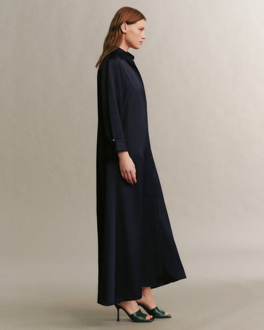 TWP Midnight Jennys Gown in coated viscose linen view 4