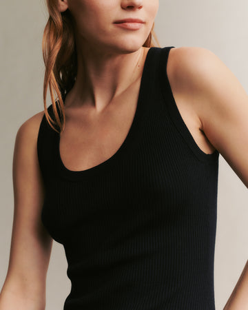 TWP Black Knit Tank in merino wool view 15