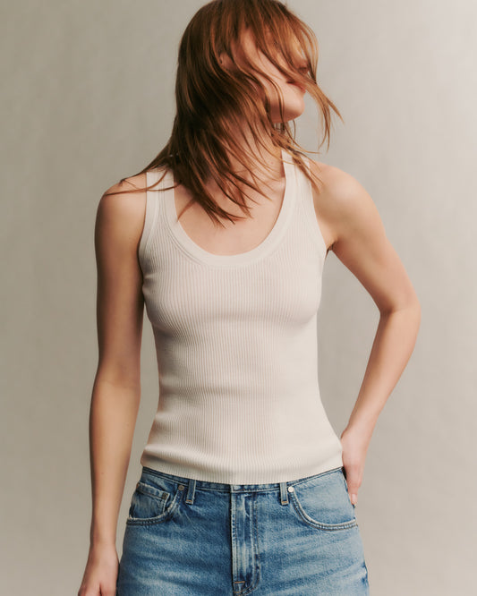 TWP Ivory Knit Tank in wool view 6