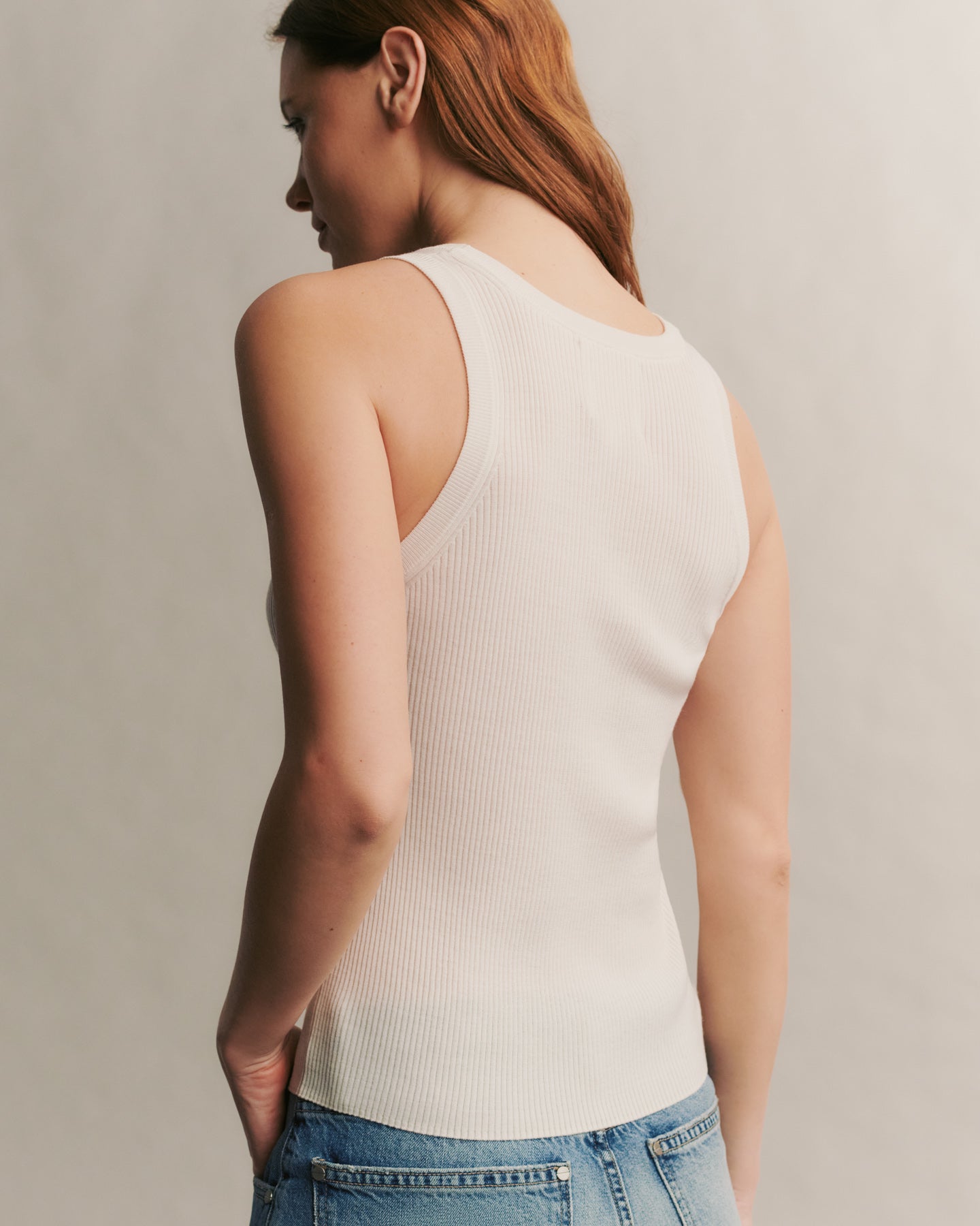 TWP Ivory Knit Tank in wool view 2
