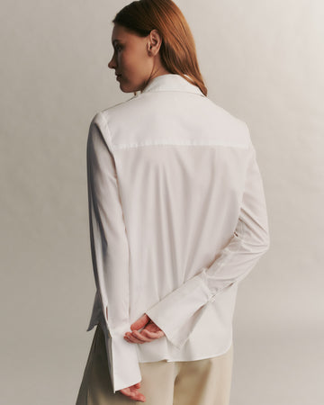 TWP White Object Of Affection Top With Embellished Placket in Superfine Cotton view 7