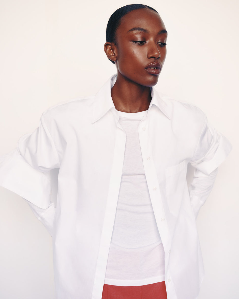 TWP White E.B Shirt in Vintage Washed Poplin view 1
