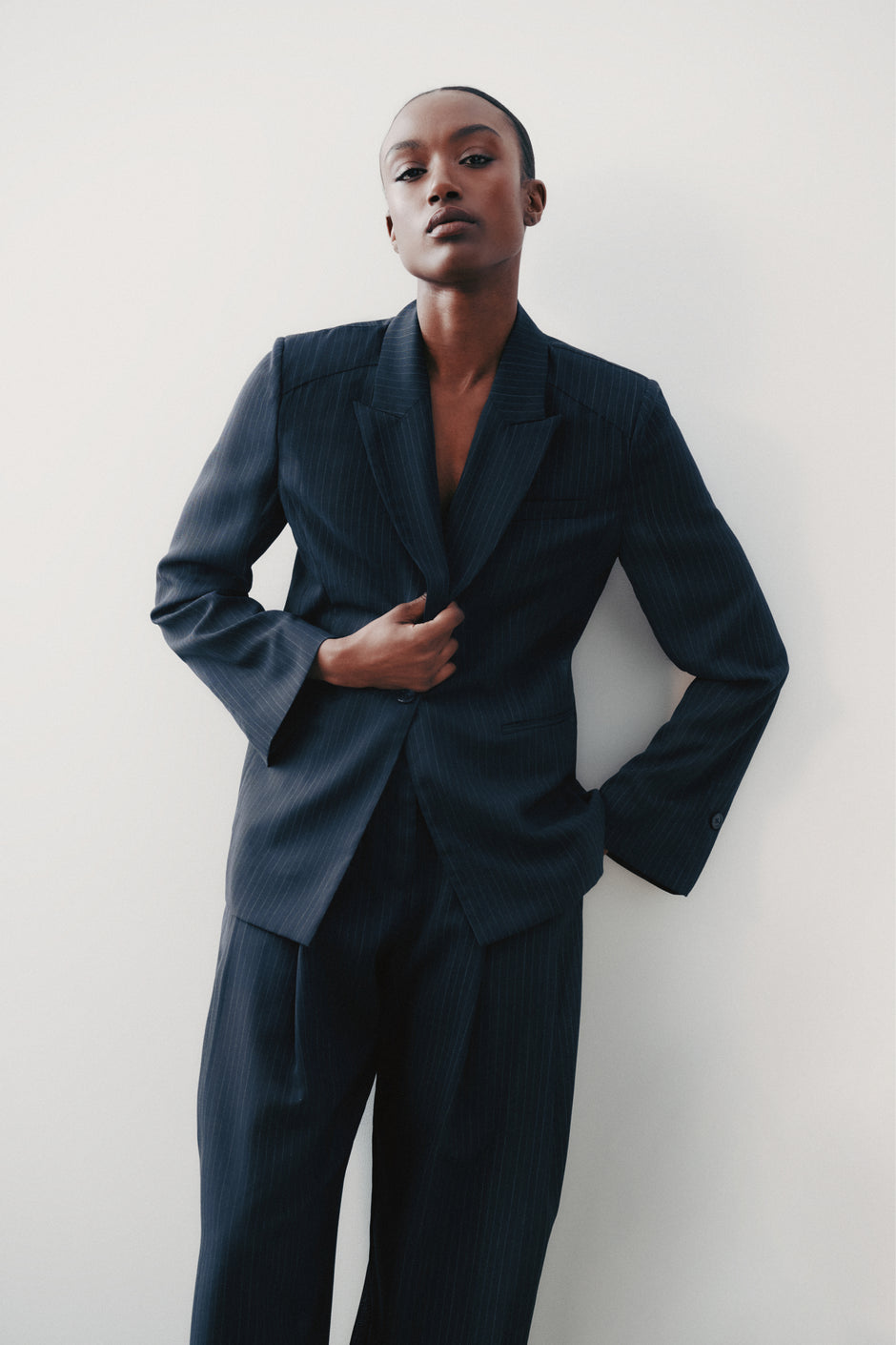 TWP Midnight / white Unlined Husband Blazer in Wool Voile view 1