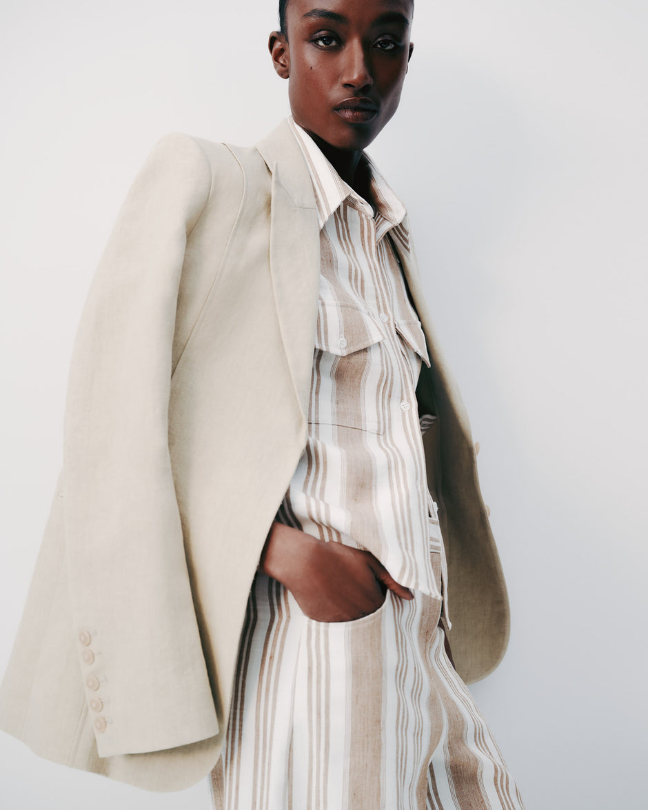 TWP Safari Morgan&#39;s Blazer in Washed Linen Suiting view 1