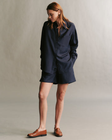 TWP Midnight Champ short in washed silk habotai view 2