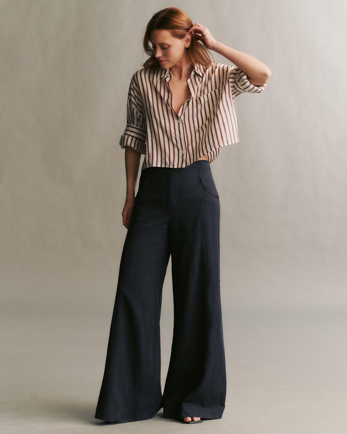 TWP Midnight Demie Pant in linen cotton view 1