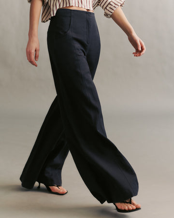 TWP Midnight Demie Pant in linen cotton view 3