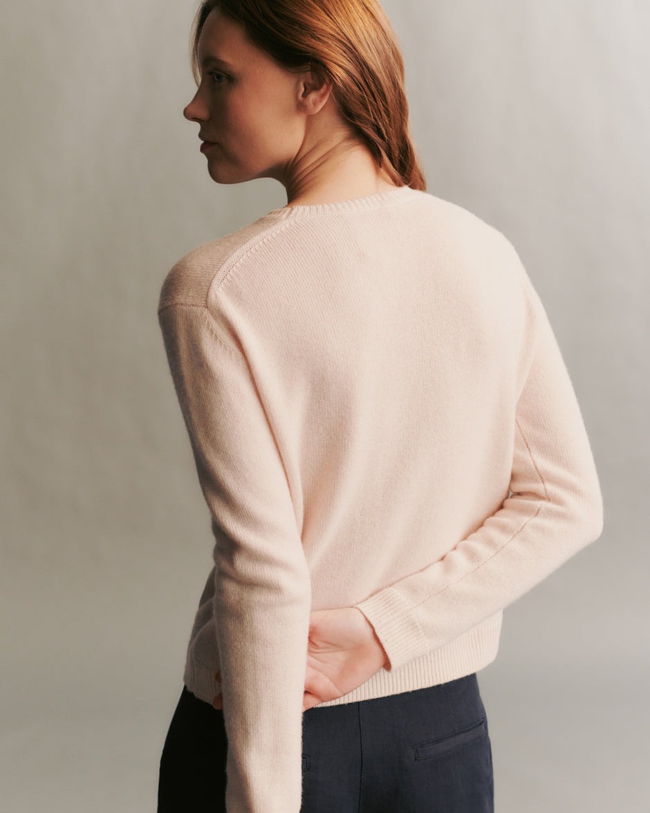 TWP Pale blush Jill Crewneck Sweater in cashmere view 5