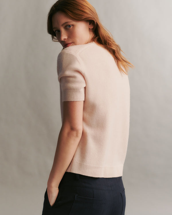 TWP Pale blush Audrey Crew in Cashmere view 1