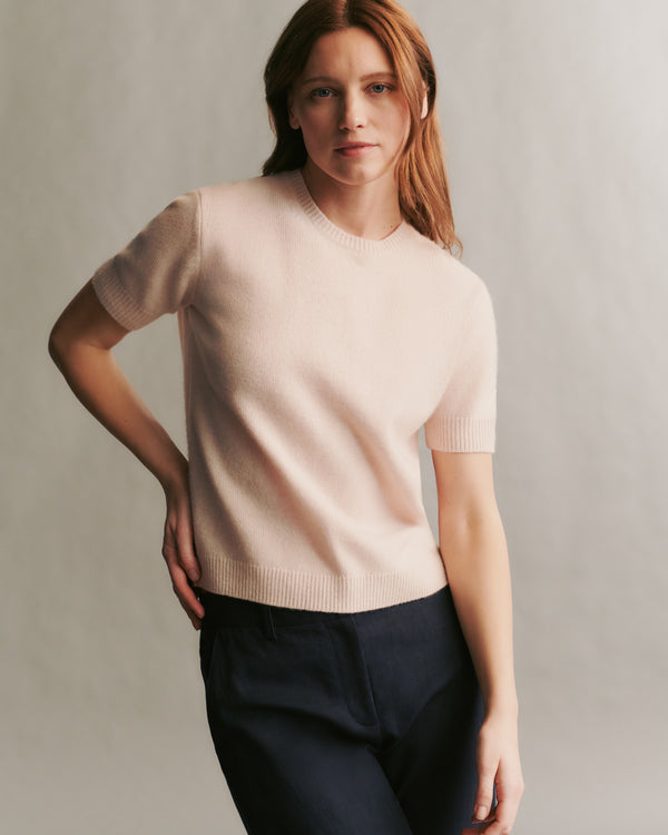 TWP Pale blush Audrey Crew in Cashmere view 4