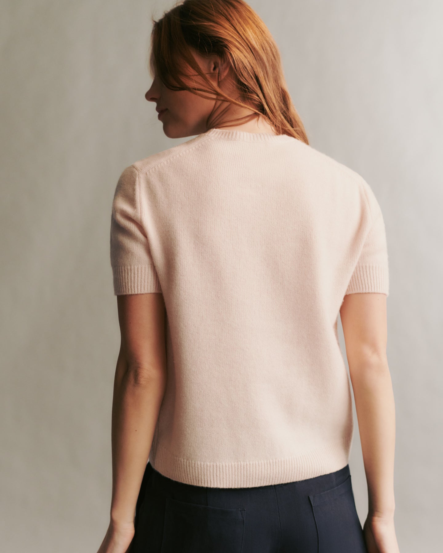 TWP Pale blush Audrey Crew in Cashmere view 3