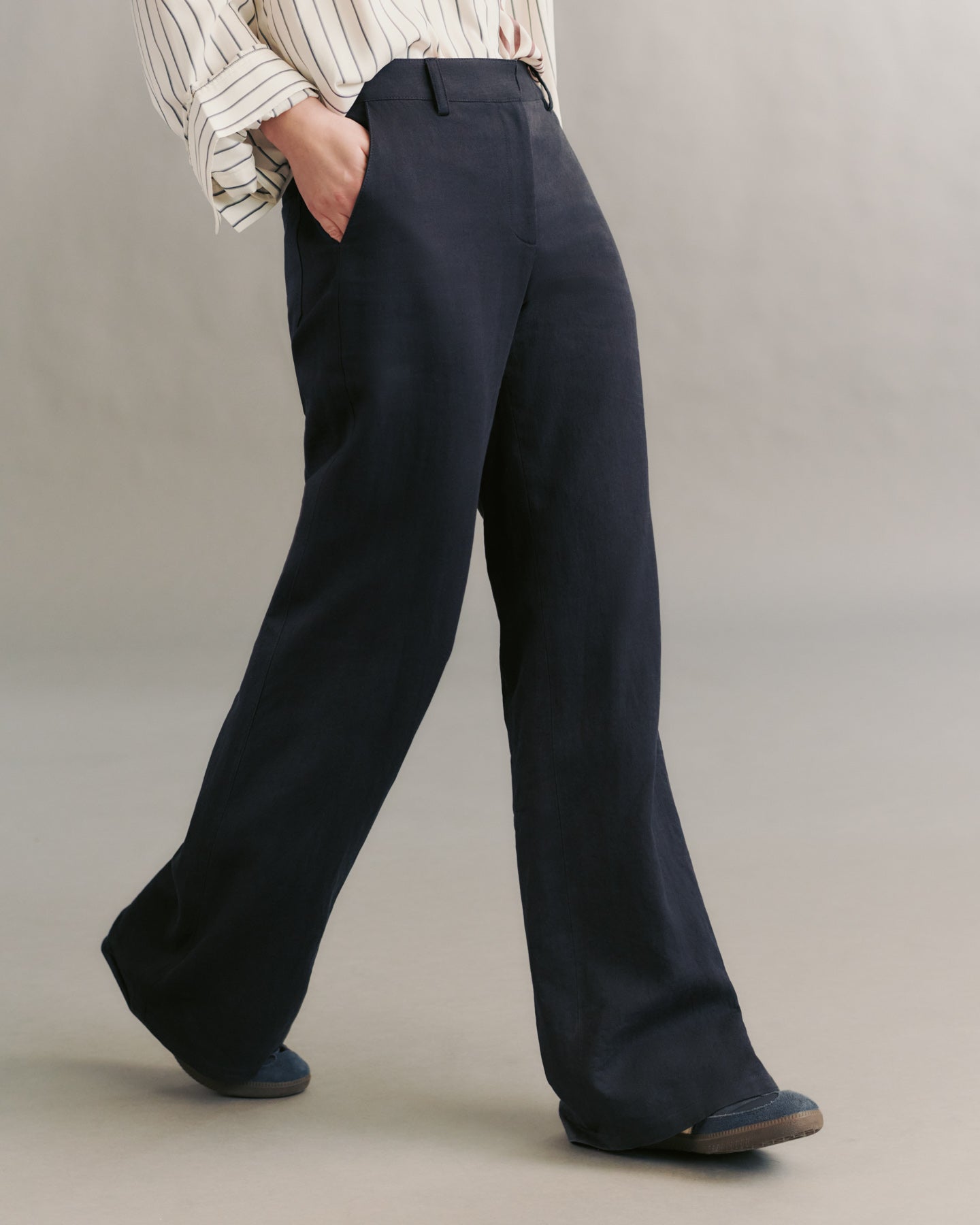 TWP Midnight Howard Pant in cotton linen view 1
