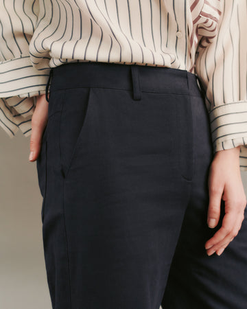 TWP Midnight Howard Pant in cotton linen view 4