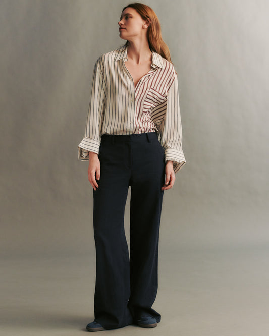 TWP Midnight Howard Pant in cotton linen view 6