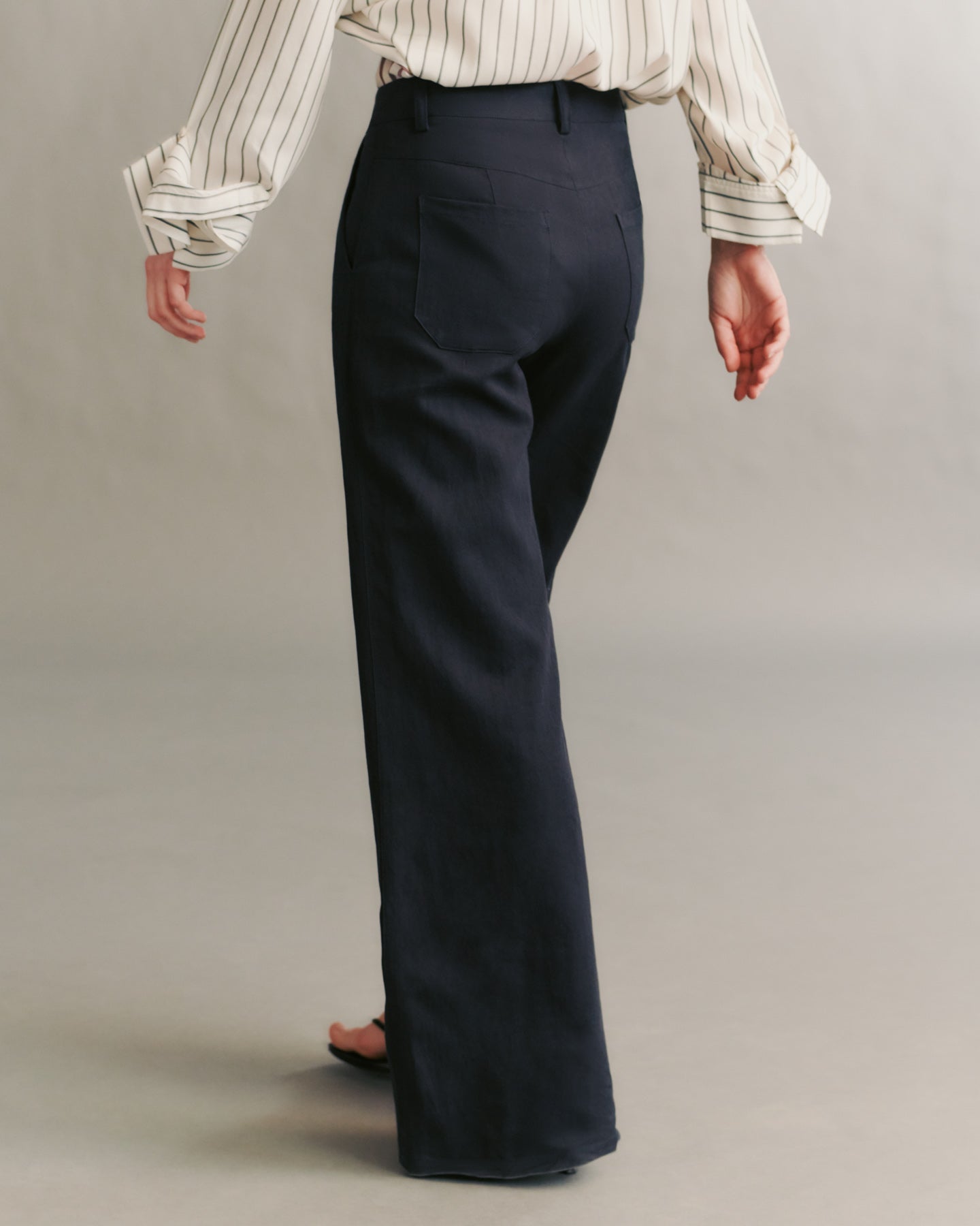 TWP Midnight Howard Pant in cotton linen view 2