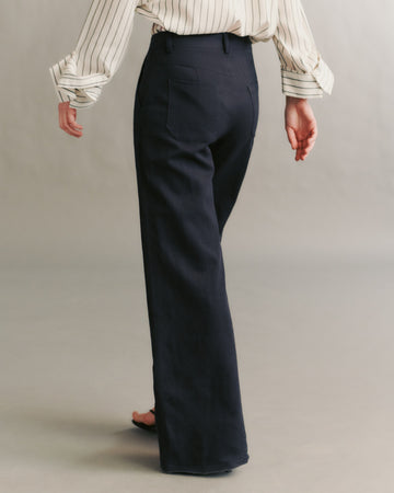 TWP Midnight Howard Pant in cotton linen view 3