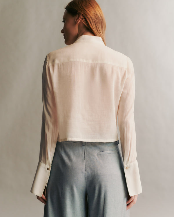 TWP Ivory Patti shirt in crinkled silk cotton voile view 3