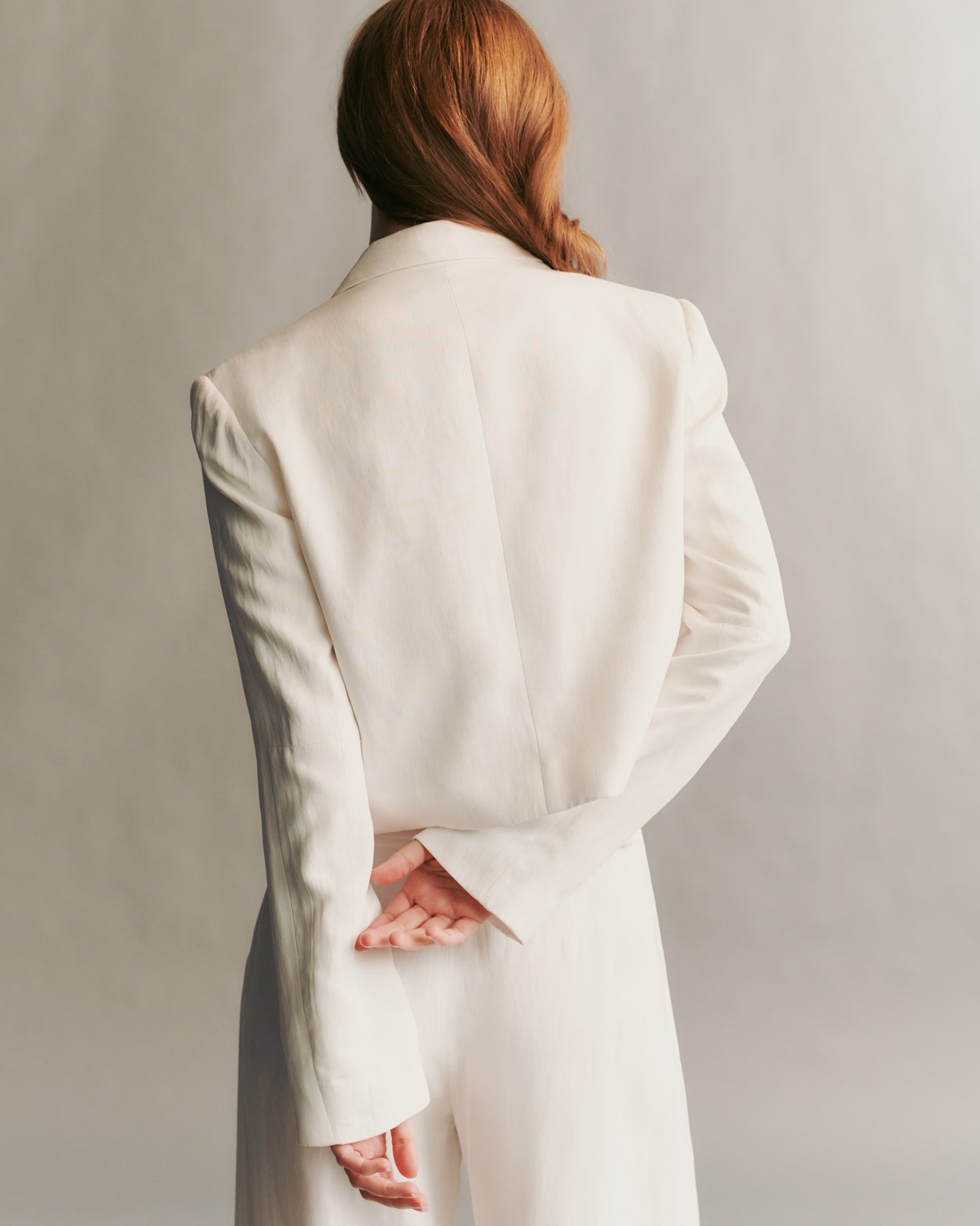 TWP White My Former Better Half Blazer in coated viscose linen view 2