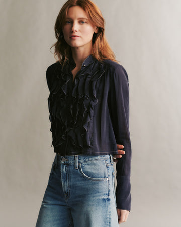 TWP Midnight Patti shirt in crinkled silk cotton voile view 2