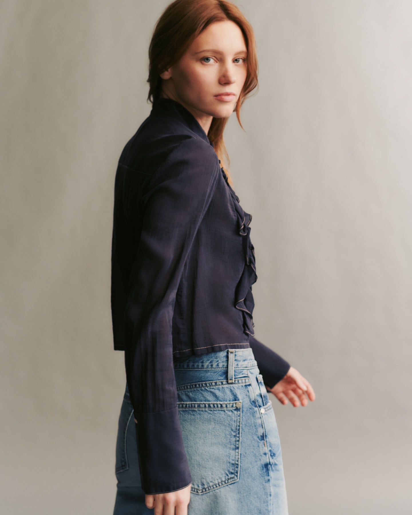 TWP Midnight Patti shirt in crinkled silk cotton voile view 3