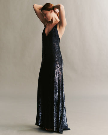 TWP Midnight Josephine dress in fishscale sequins view 2