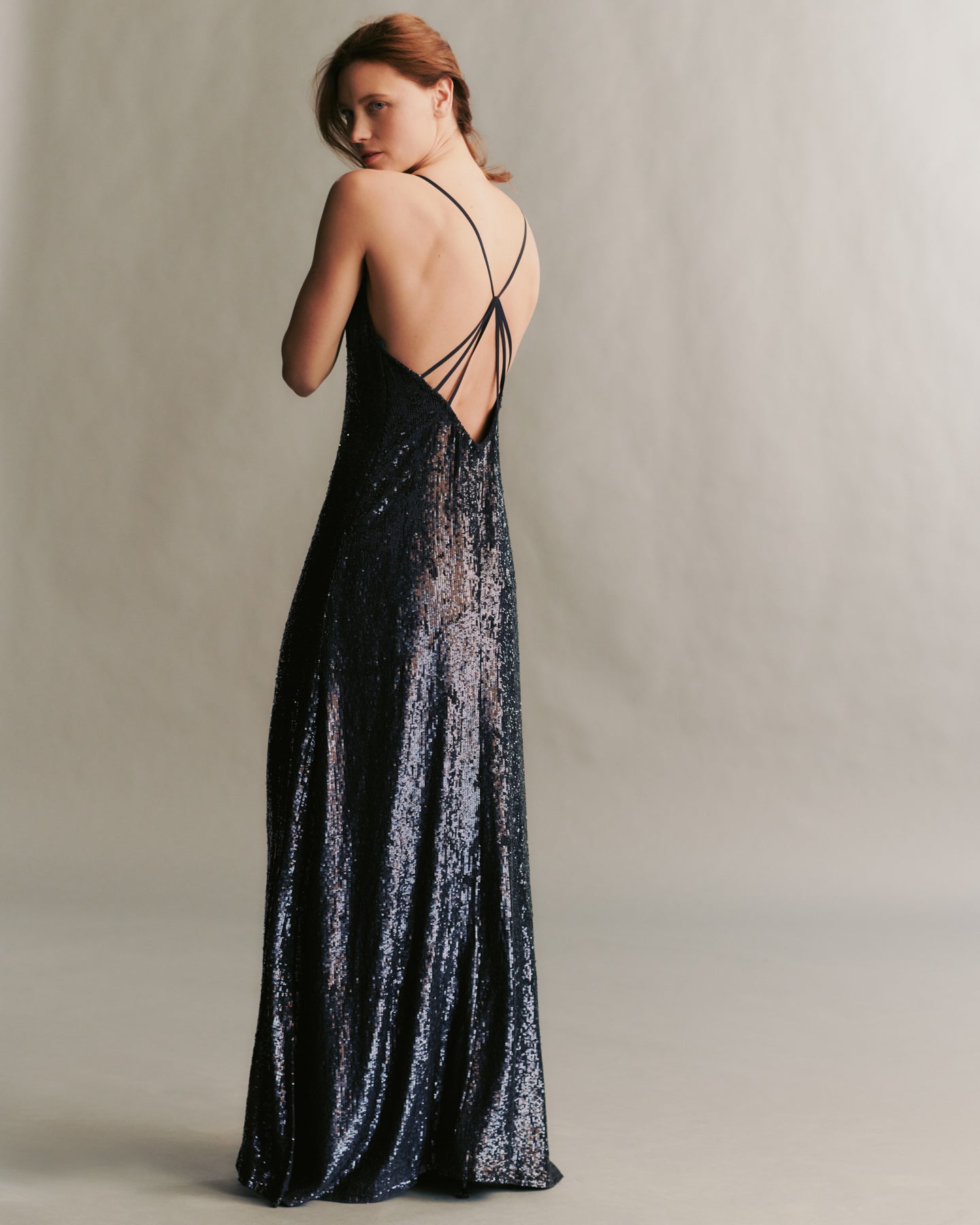Midnight Josephine dress in fishscale sequins TWP