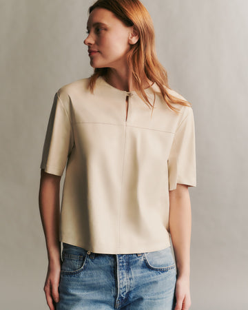 TWP Creama Cate top in paper suede view 2