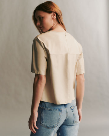 TWP Creama Cate top in paper suede view 4