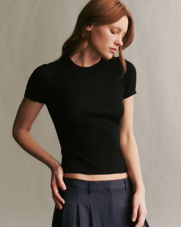 TWP Black Tease top in merino wool view 2