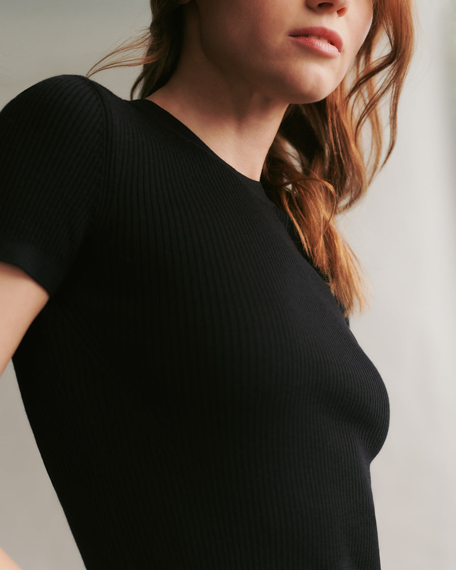 TWP Black Tease top in merino wool view 3