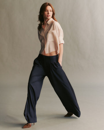 TWP Indigo Averyl Pant with Tux in Wool Twill view 2