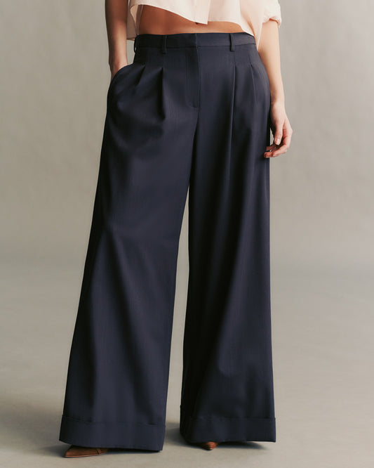 TWP Indigo Averyl Pant with Tux in Wool Twill view 6
