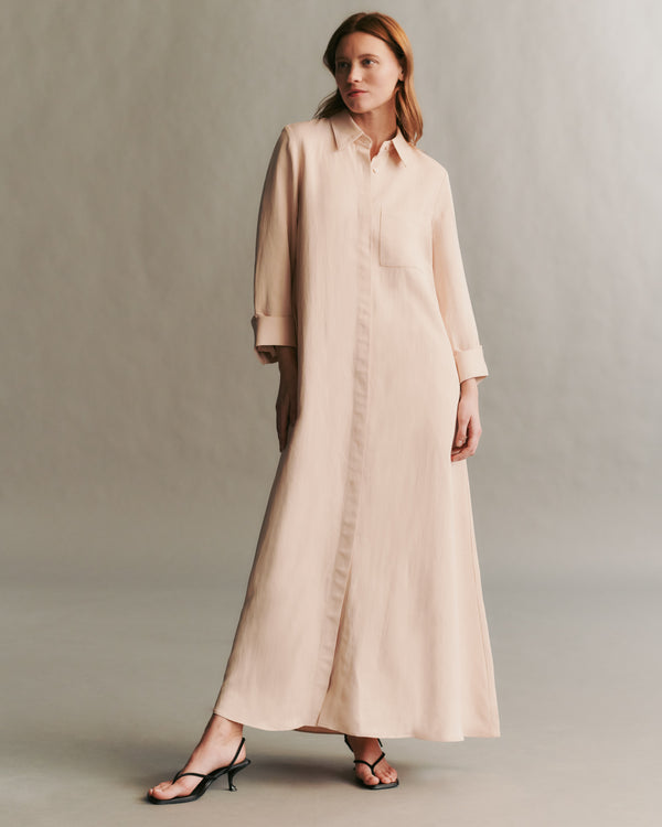 TWP Pale blush Jennys Gown in coated viscose linen view 1