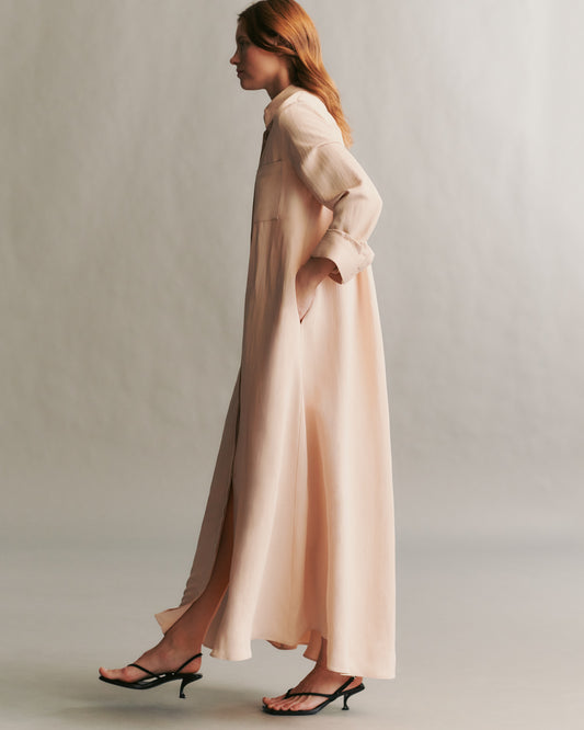 TWP Pale blush Jennys Gown in coated viscose linen view 4