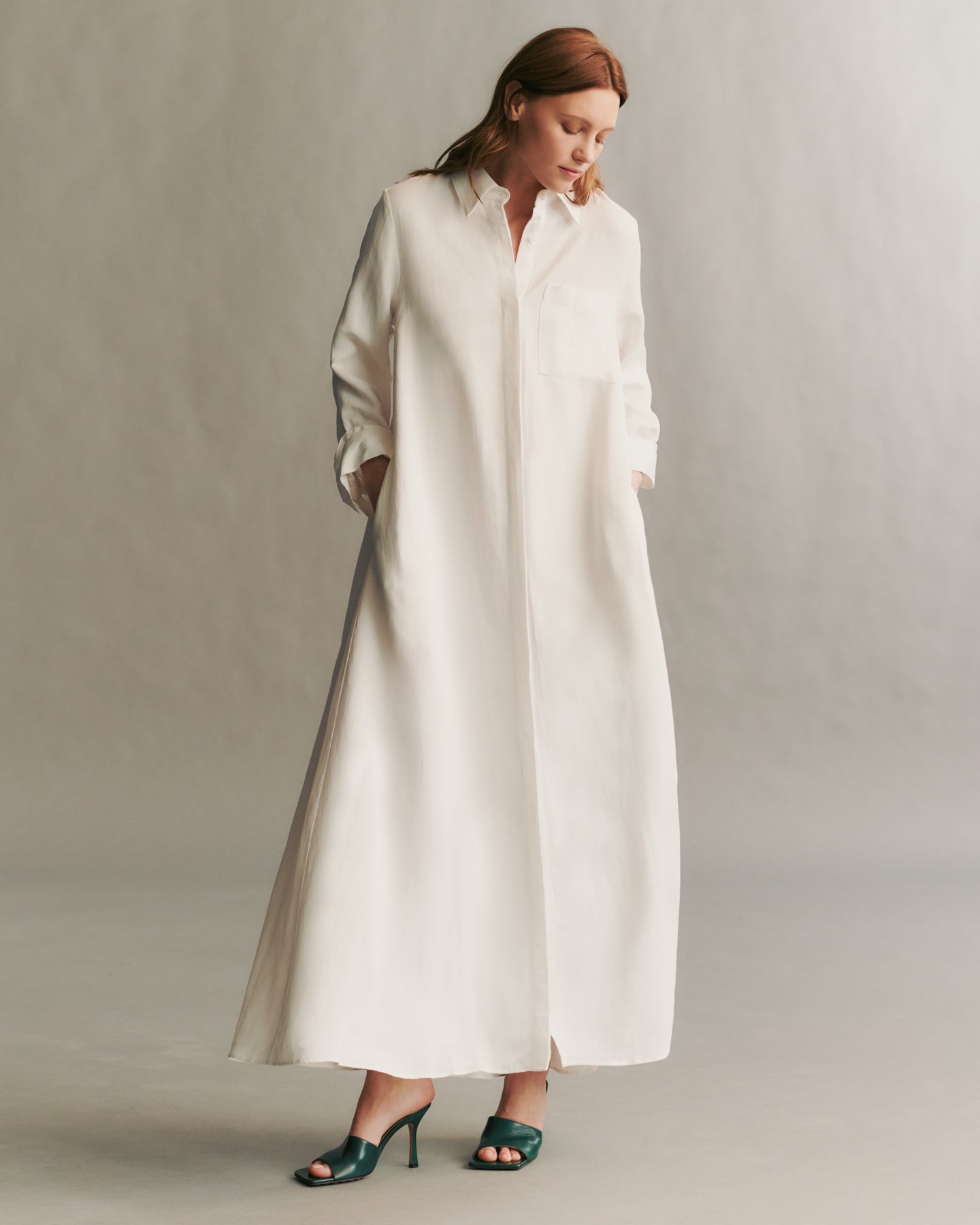 TWP White Jennys Gown in coated viscose linen view 1