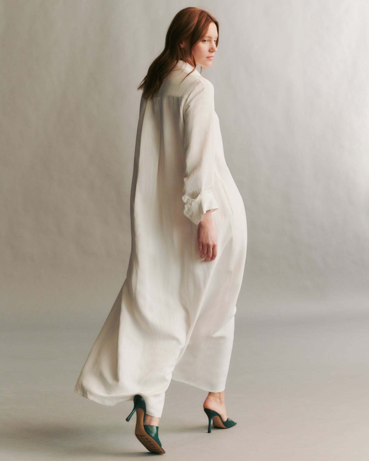 TWP White Jennys Gown in coated viscose linen view 2