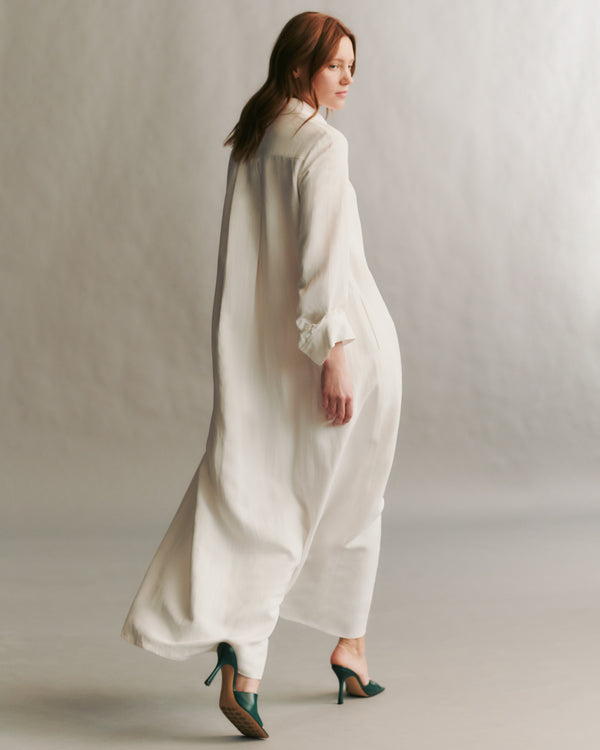 TWP White Jennys Gown in coated viscose linen view 2